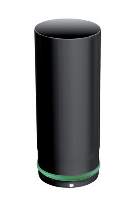 Raccordement simple paroi pellets émail noir Long. 100 mm