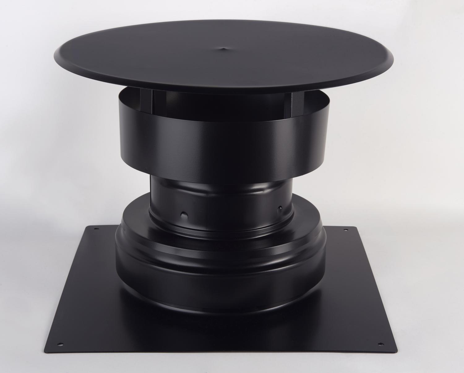 Kit de finition haute 350x500 mm noire pour tubage flexible inox + chapeau aspirateur Energie bois Joncoux